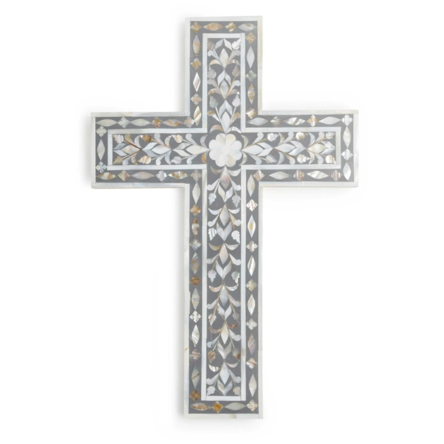 Jodhpur Mother of Pearl Wall Cross - Gray