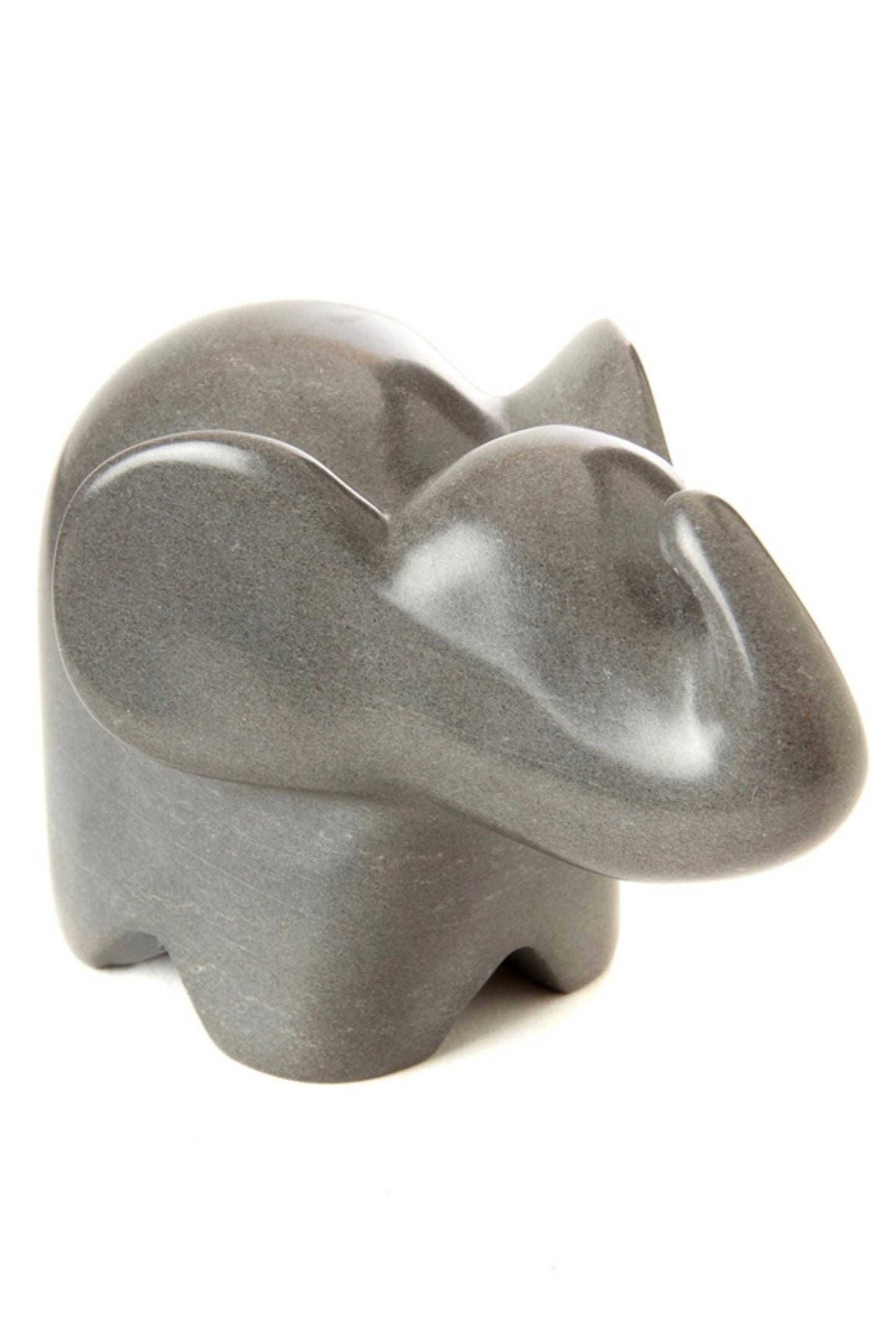 Large Dove Gray Soapstone Cherub Elephant