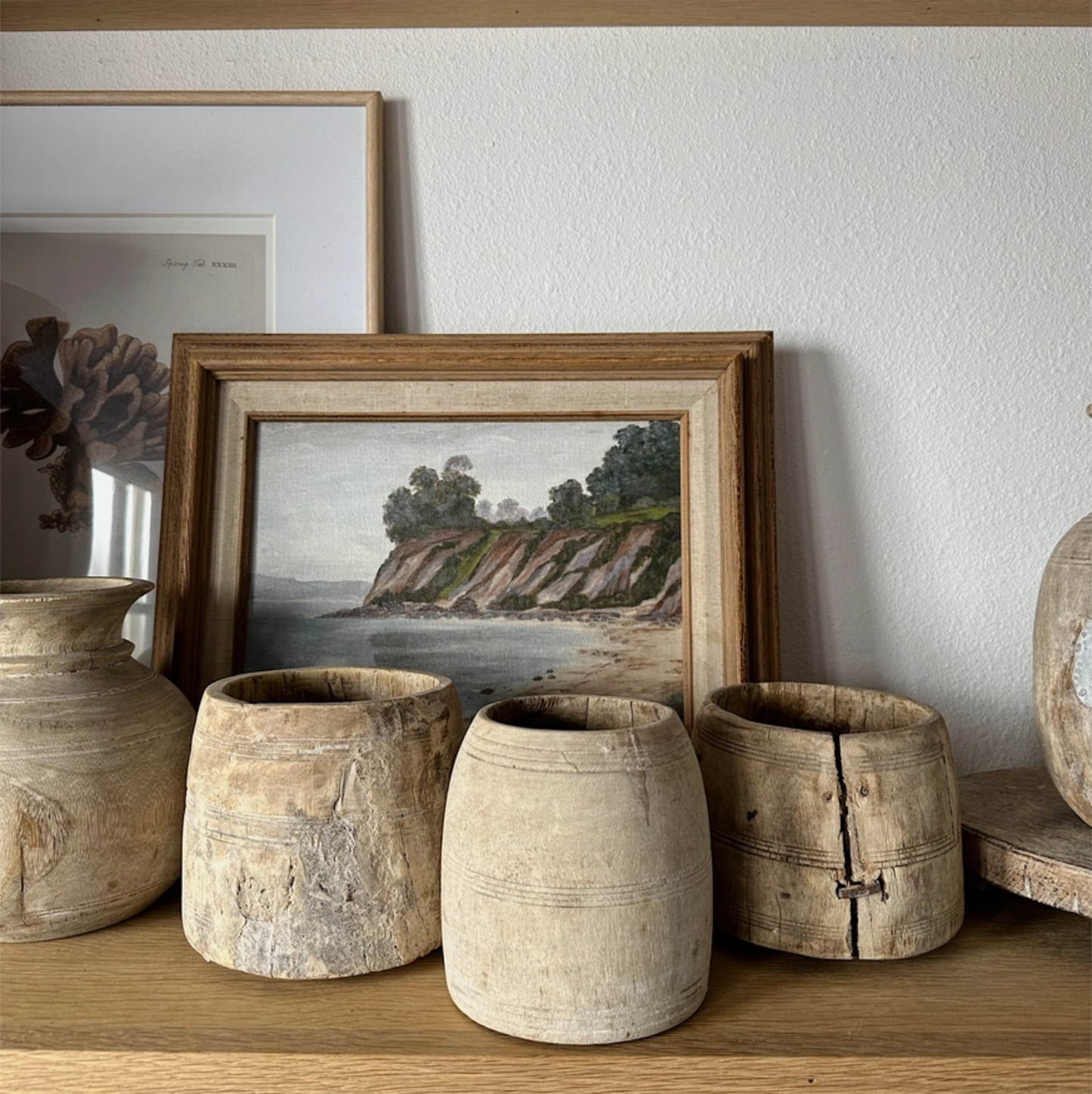 Antique Wooden Honey Pot - Vessel Bleached