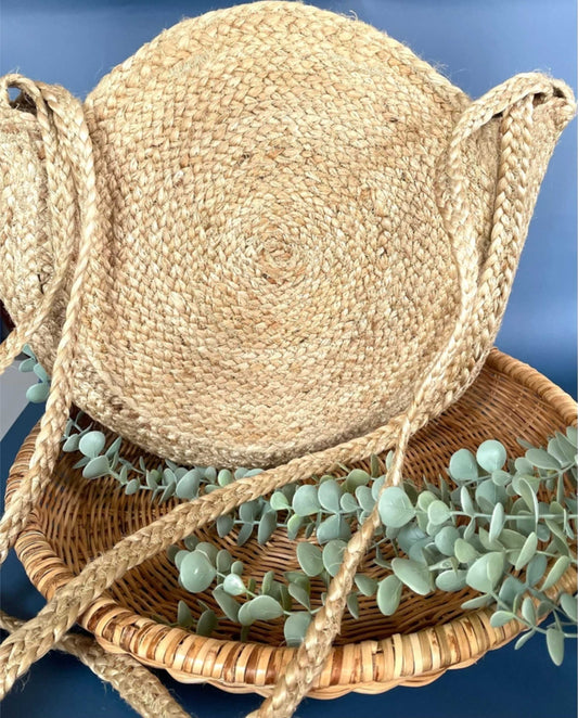 Round Jute Bag, Boho Jute Bag, Large Round Unique Handmade