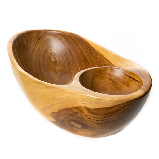 Jumbo Serving Bowl with Built-in Dip Divider