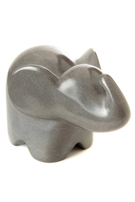 Large Dove Gray Soapstone Cherub Elephant