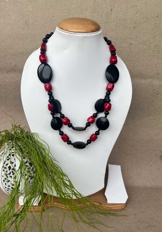 Unique Red and Black Stones and Beads Gorgeous Necklace