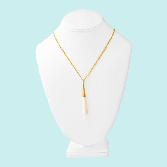 Bone Pendant Necklace - Brass