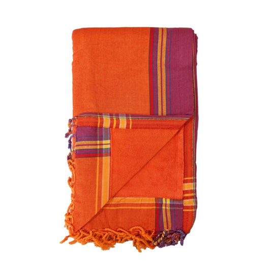 Sunset Orange Kenyan Beach Towel with Pocket