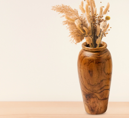 8-Inch Slim Urn-Shape Teak Root Vase